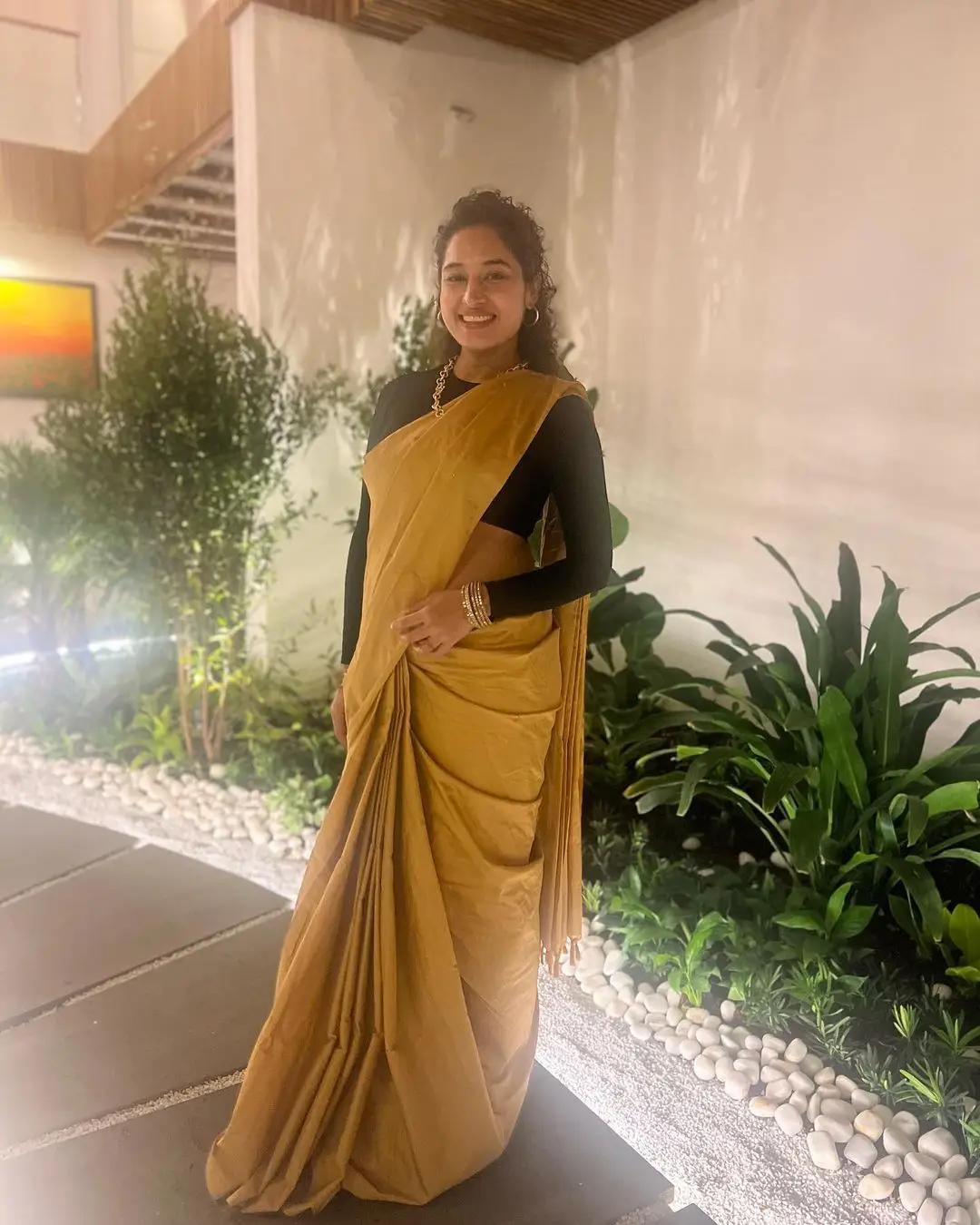 Pooja Ramachandran Stills in Yellow Saree Black Blouse